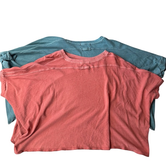We The Free Cropped Boxy Tee Duo in Teal and Coral - Picture 3 of 4